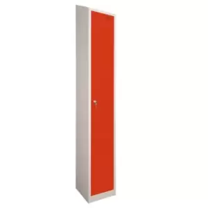 image of 1 Door Locker, 450X450, Grey Carcass/Red Doors, Sloping Top, Camlock