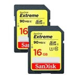 Image of SanDisk Extreme 16GB SDHC UHS-I U3 Memory Card, Twin Pack, up to 90 MB/s Read (Newest Version)