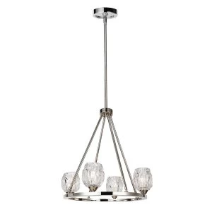 Multi Arm Chandelier 4 Light Polished Nickel Finish, G9