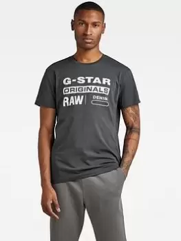 Image of G-Star RAW Originals Logo T-Shirt, Charcoal Size M Men
