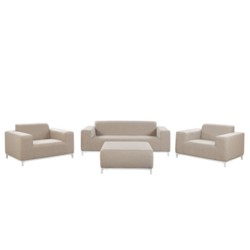 Image of Beliani Garden Lounge Set With Table 5 Seater Rovigo Beige