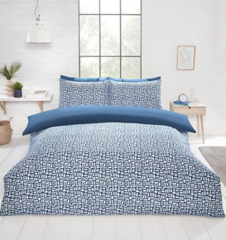 Image of RAPPORT HOME Pebbles Geo Blue Duvet Cover Set Double Bedding Set - Blue - Rapport Home 124029463