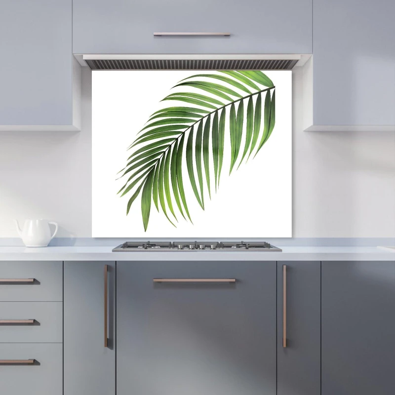Image of Warren Reed - Designer Single Palm Leaf Kitchen Splashback in Green Size: 700mm x 650mm Green Unisex 700mm x 650mm