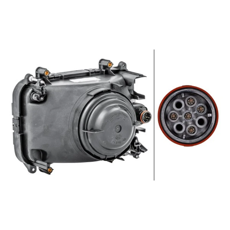 Image of HELLA 1LG 007 660-041 Headlights H4, Right, with bulbs, Halogen Headlight (259)