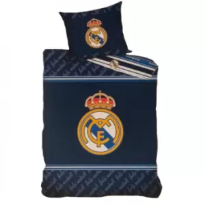 Real Madrid CF Crest Duvet Cover Set (Single) (Navy)