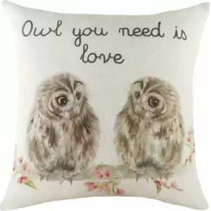 Image of Evans Lichfield - Hedgerow Owls Print Cushion Cover, Multi, 43 x 43 Cm