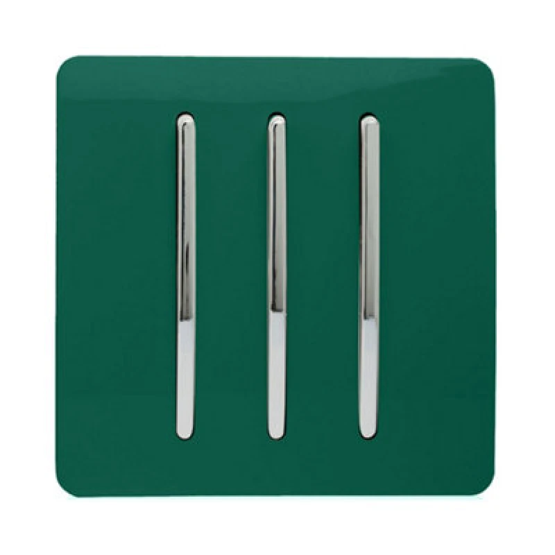 Image of Trendiswitch Dark Green 3 Gang 1 Or 2 Way Light Switch