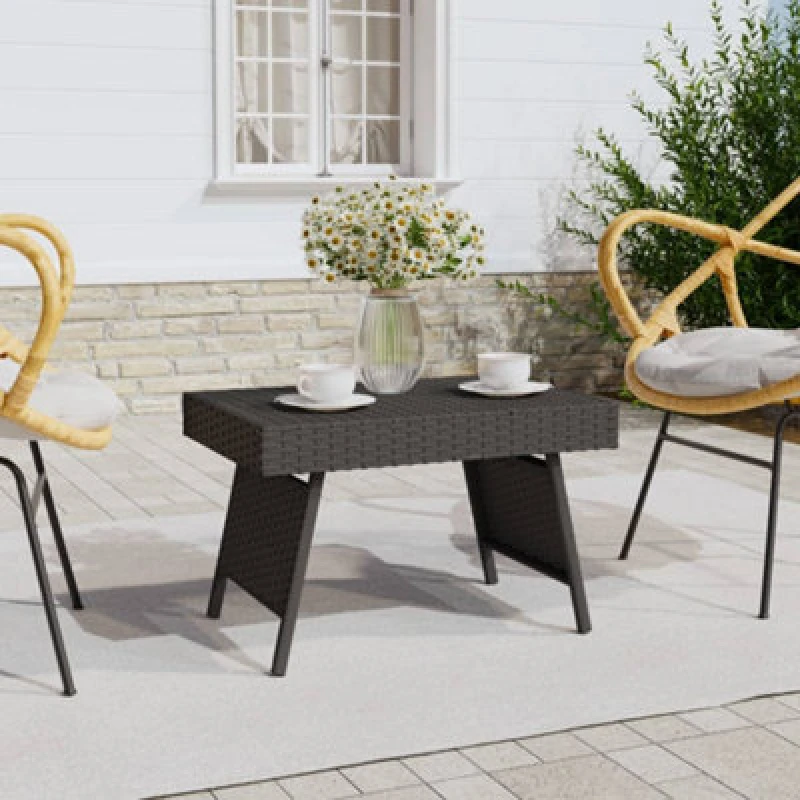 Image of VIDAXL Foldable Side Table Black 60x40x38cm Poly Rattan vidaXL 8720845679132