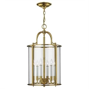 Image of 6 Light Large Ceiling Lantern Pendant Polished Brass, E14
