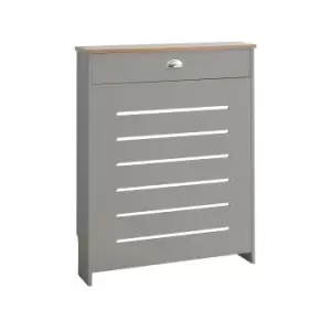 image of Barnford Small Radiator Cover with Drawer in Grey & Oak Effect