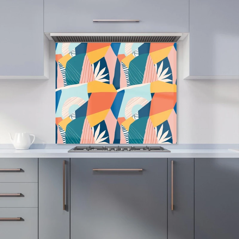 Image of Warren Reed Designer Modern Floral Pattern Premium Glass Kitchen Splashback W600mm X H750mm