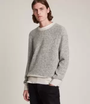 Image of AllSaints Mens Shep Crew Jumper, Ecru, Size: XS