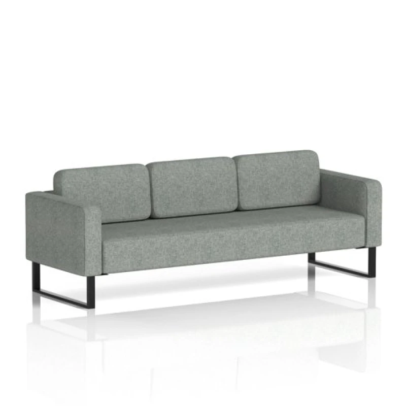 Image of Brixworth Office Sofa 3 Seater with Black Legs in Rivet Fabric - Prime