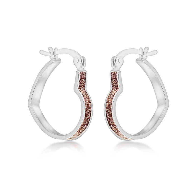 Image of Be You Sterling Silver Rose Stardust Heart Hoops Silver female One Size