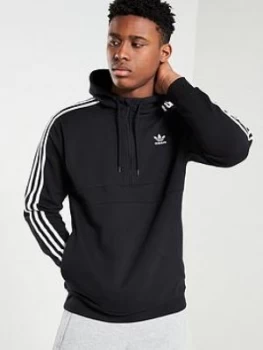 Image of adidas Originals 3 Stripe Half Zip Hoodie - Black Size M Men