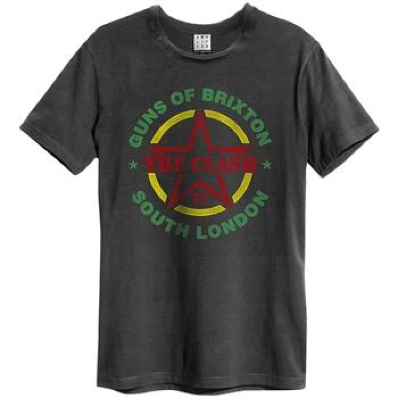 Image of Amplified Amplified Men Guns Of Brixton The Clash T-Shirt in Charcoal Size: X-Small Charcoal XS Male 5063238006409