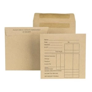 Image of New Guardian 108 x 102mm Medium Printed Pocket Self Seal Wage Envelopes 80gsm Manilla Pack of 1000