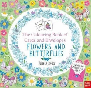 Image of National Trust the Colouring Book of Cards and Envelopes - Flowers and Butterflies by Rebecca Jones Book