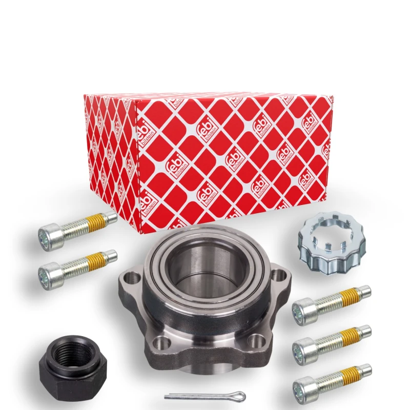 Image of FEBI BILSTEIN 45348 Wheel bearing kit with fastening/mounting material, Front Axle Wheel Bearing Kit (654)