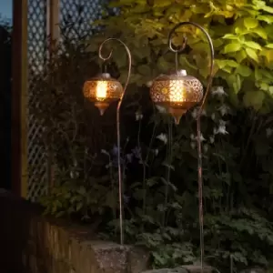 image of Smart Garden Osman Plastic Bronze Effect Solar-Powered Outdoor LED Lantern, Pack Of 2