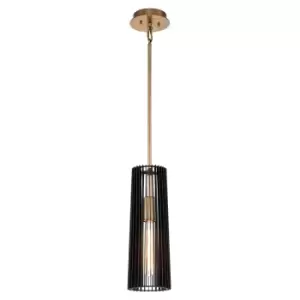 Image of Kichler Linara Slim Pendant Ceiling Light Black & Natural Brass