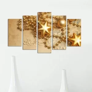 Image of 5PMDFNOEL-7 Multicolor Decorative MDF Painting Christmas Gold (5 Pieces)