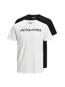 Image of Jack & Jones Junior Boys 2 Pack Logo T-Shirt - Black/White