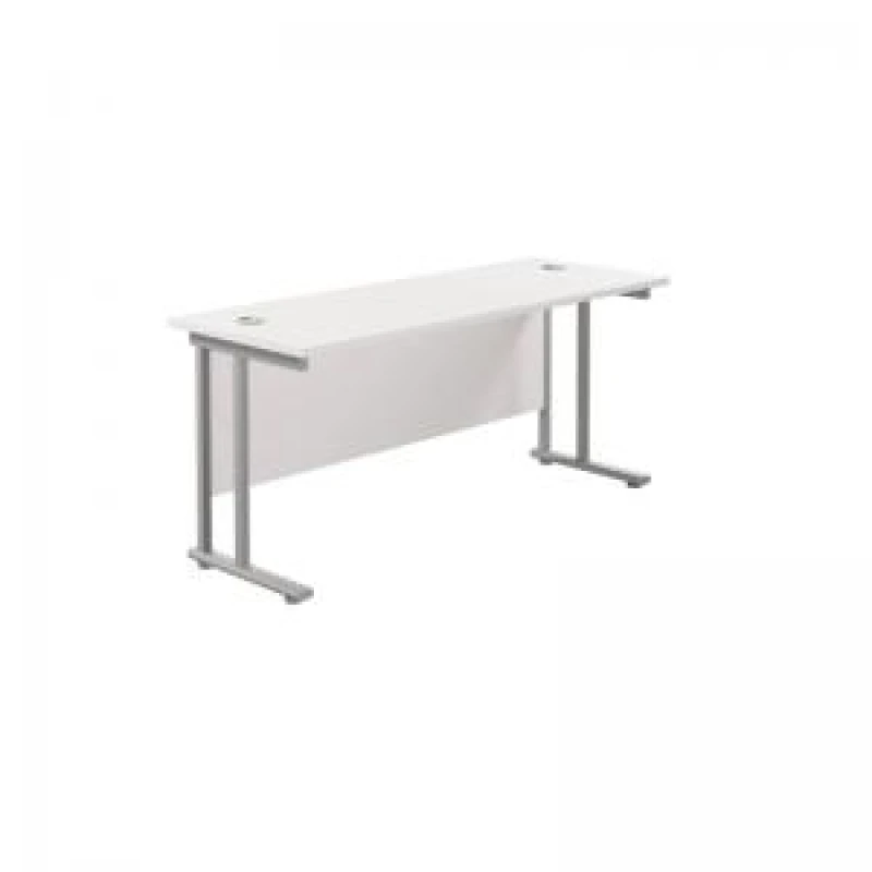 Image of Jemini Rectangular Cantilever Desk 1800x600x730mm White/Silver KF806592