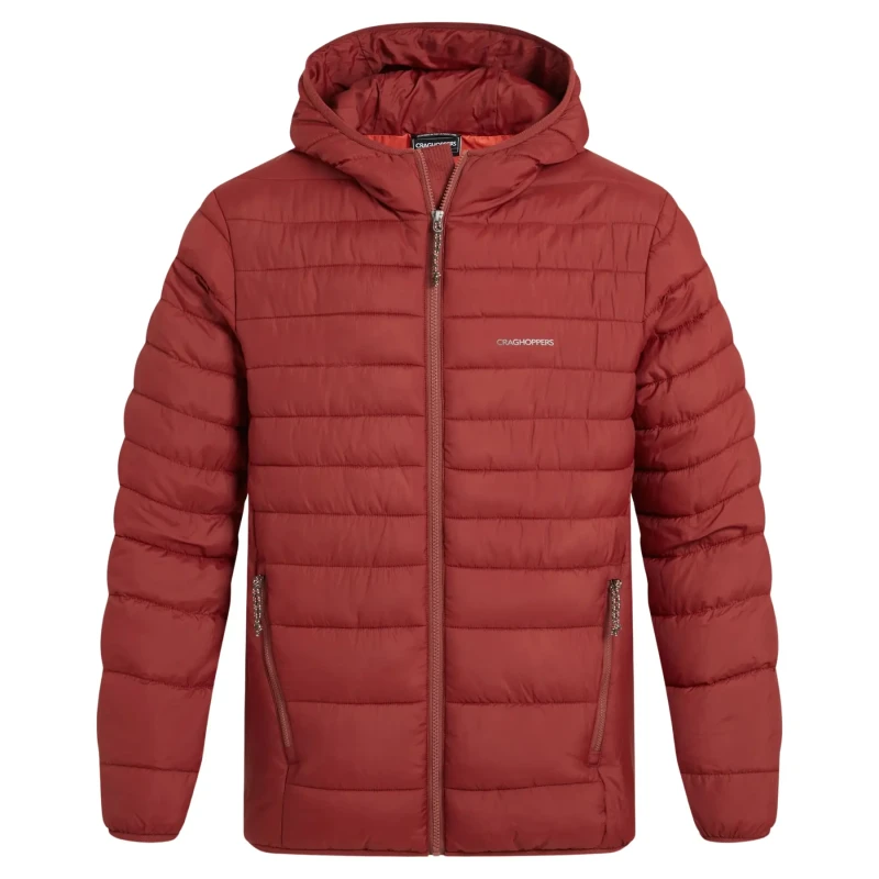 Image of Craghoppers Craghoppers Men Compresslite Hooded Baffled Hooded Insulated Jacket in Red Size: Medium Red M Male 5063260143295