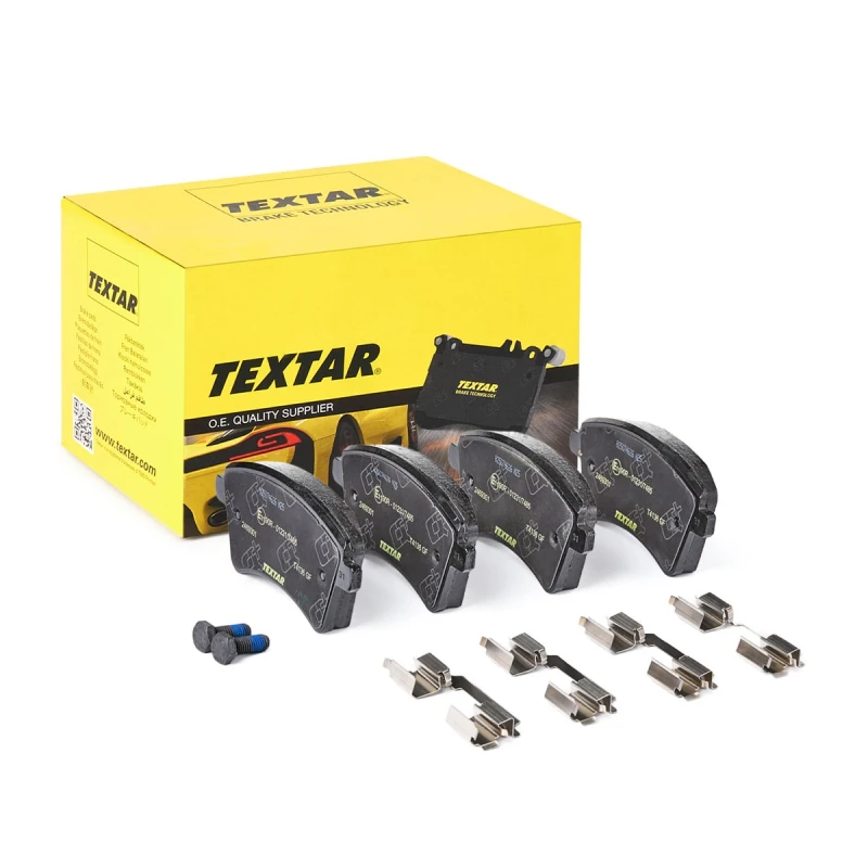 Image of TEXTAR 2469301 Brake pad set Q+ not prepared for wear warning indicator, with accessories, with brake caliper screws Brake Pad Set,disc brake (402)