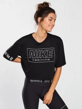 image of Nike Training Elevated Cropped Tee Black Size L Women