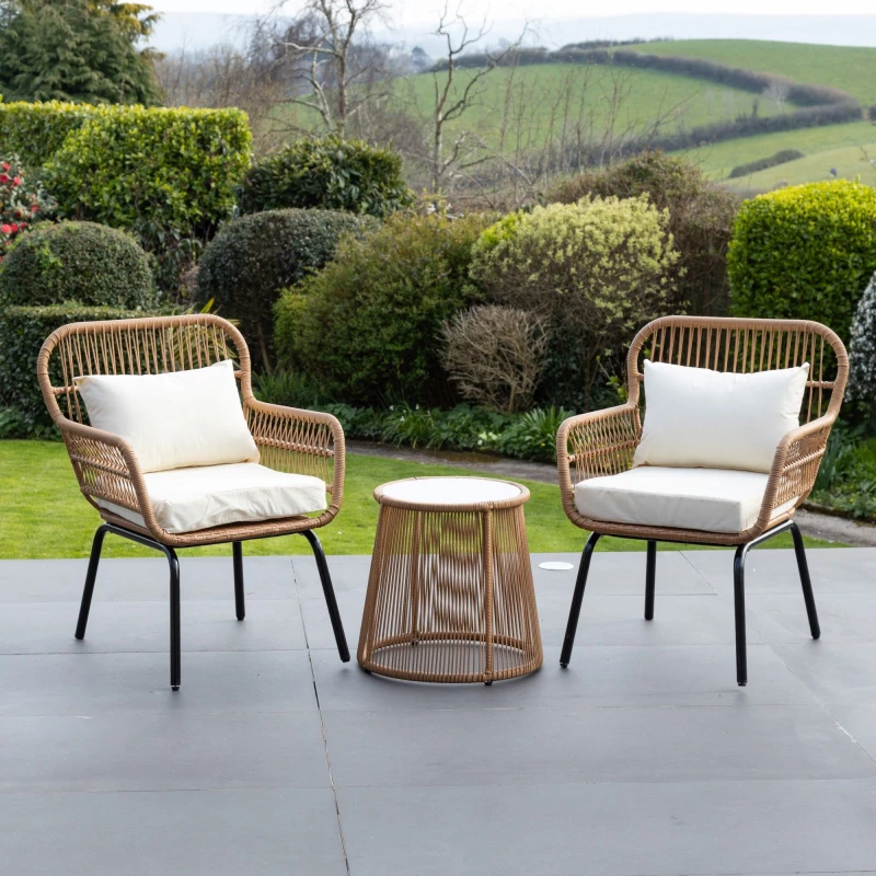 Image of Artemis Home Carbini 3 Piece Patio Bistro Set in Cream Cream Unisex