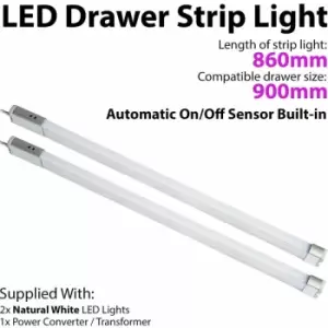 Image of Loops - 2x 900mm LED Drawer Strip Light auto on/off pir sensor Kitchen Cupboard Door