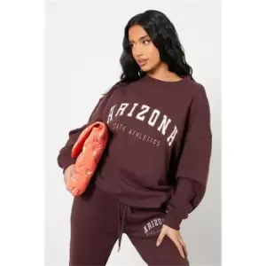 Image of I Saw It First Chocolate Petite Arizona Embroidered Heavyweight Fleeceback Joggers - Brown