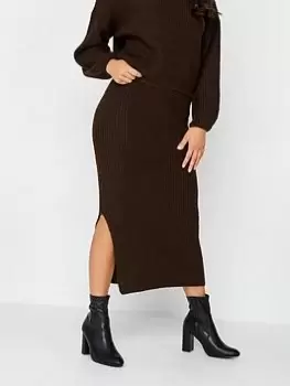 Image of PixieGirl Petite Midi Knitted Skirt, Brown, Size 12-14, Women