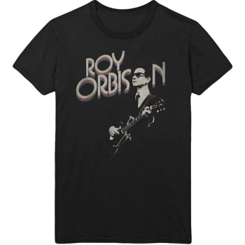 image of Roy Orbison - Guitar & Logo Mens XX-Large T-Shirt - Black