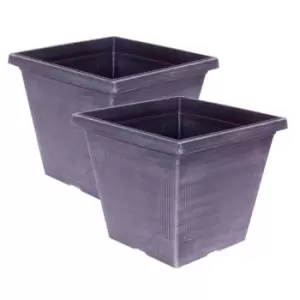 Image of YouGarden Pair Of Estate Chalk Effect Square Planters 35Cm