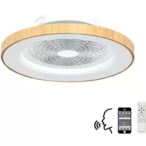 Image of Ceiling lamp fan Tibet White effect,wood 1 bulb 20cm