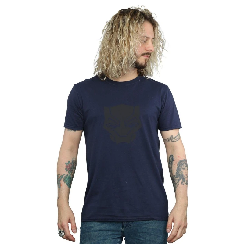 Image of Marvel Marvel Men Black Panther Black On Black T-Shirt in Navy Size: Small Navy S Male 5057736564318