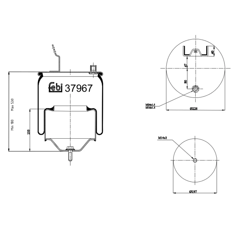 Image of FEBI BILSTEIN 37967 Boot, air suspension Rear Axle Right Boot,air suspension (324)