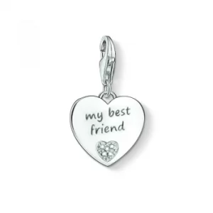 image of Ladies Thomas Sabo Sterling Silver Charm Club Anniversary My Best Friend Diamond Charm Pendant