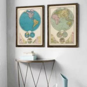 Image of Map080 Multicolor Decorative Framed MDF Painting