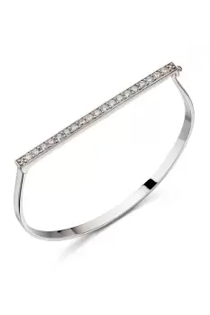 Image of Silver Pave Cubic Zirconia Hinged Bangle Bracelet