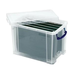 Image of Really Useful 24L A4 Suspension File Box Clear 10 x A4 Suspension Files