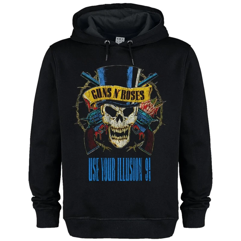 Image of Amplified Amplified Men Use Your Illusion 91 Tour Guns N Roses Hoodie in Black Size: X-Small Black XS Male 5063425489633