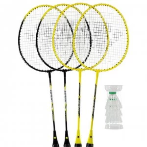 image of Carlton 4 Player Badminton Set - Black/Yellow