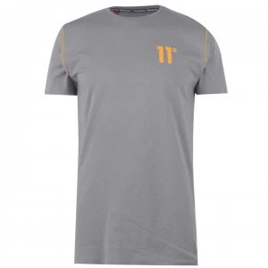 image of 11 Degrees Contrast T Shirt - Ash/Orange