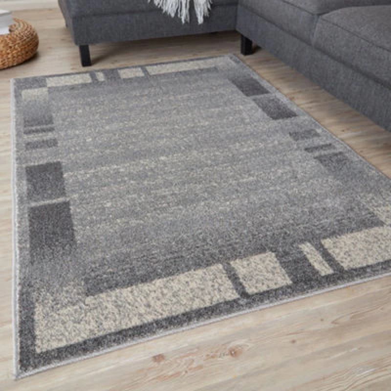 Image of THE RUGS Ephesus Collection Modern Rugs Grey Cream| 7438GC Size: 80cm x 150cm Grey Unisex 80cm x 150 cm