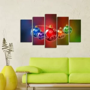 Image of 5PMDFNOEL-3 Multicolor Decorative MDF Painting Baubles 3 (5 Pieces)