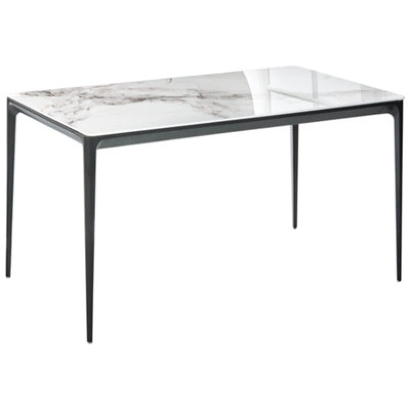 Image of Beliani Dining Table Jollein White Marble 140 Cm 80 Cm Glass